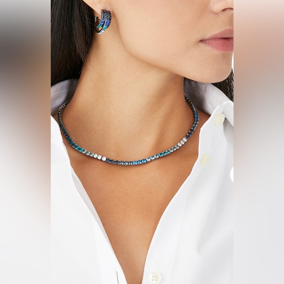 LAST CHANCE KURT GEIGER LONDON 3 Row Pave Hoop Earrings - Picture 5 of 5